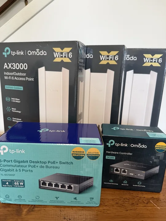 TP-Link Omada access points and network switches prepared for a project